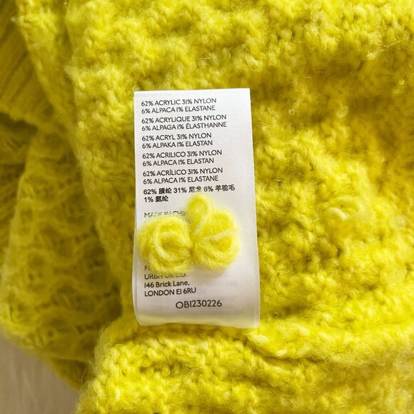 Anthropologie Yellow Lime Bia Alpaca Wool Blend Knit  Mock Neck Tunic Sweater - Picture 6 of 6